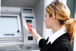 Woman with credit card.